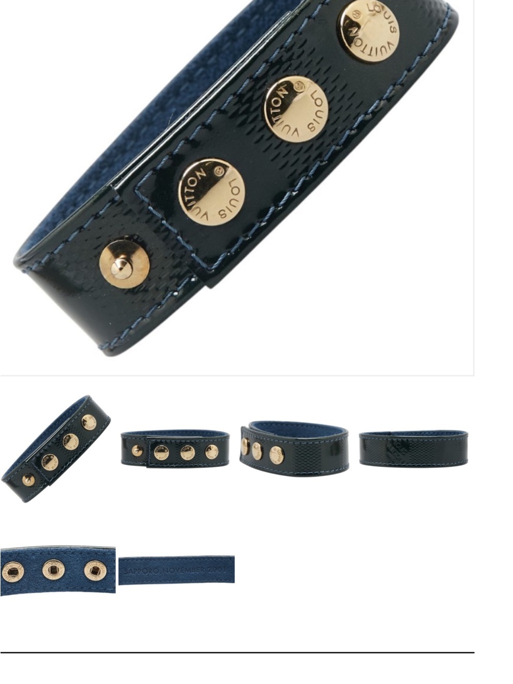 Louis Vuitton Emerald Green  Epi Leather Bracelet with Gold-Toney Studs